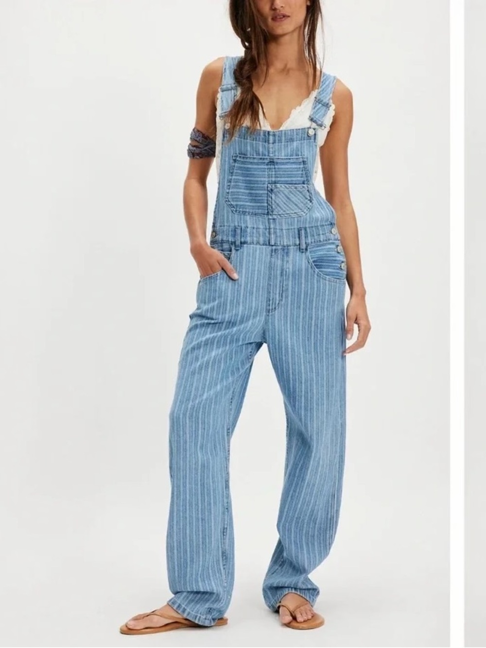 Free People Ziggy Striped Overalls, NWT, size S